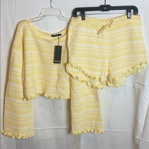 Nasty Gal Yellow Striped Knit Set